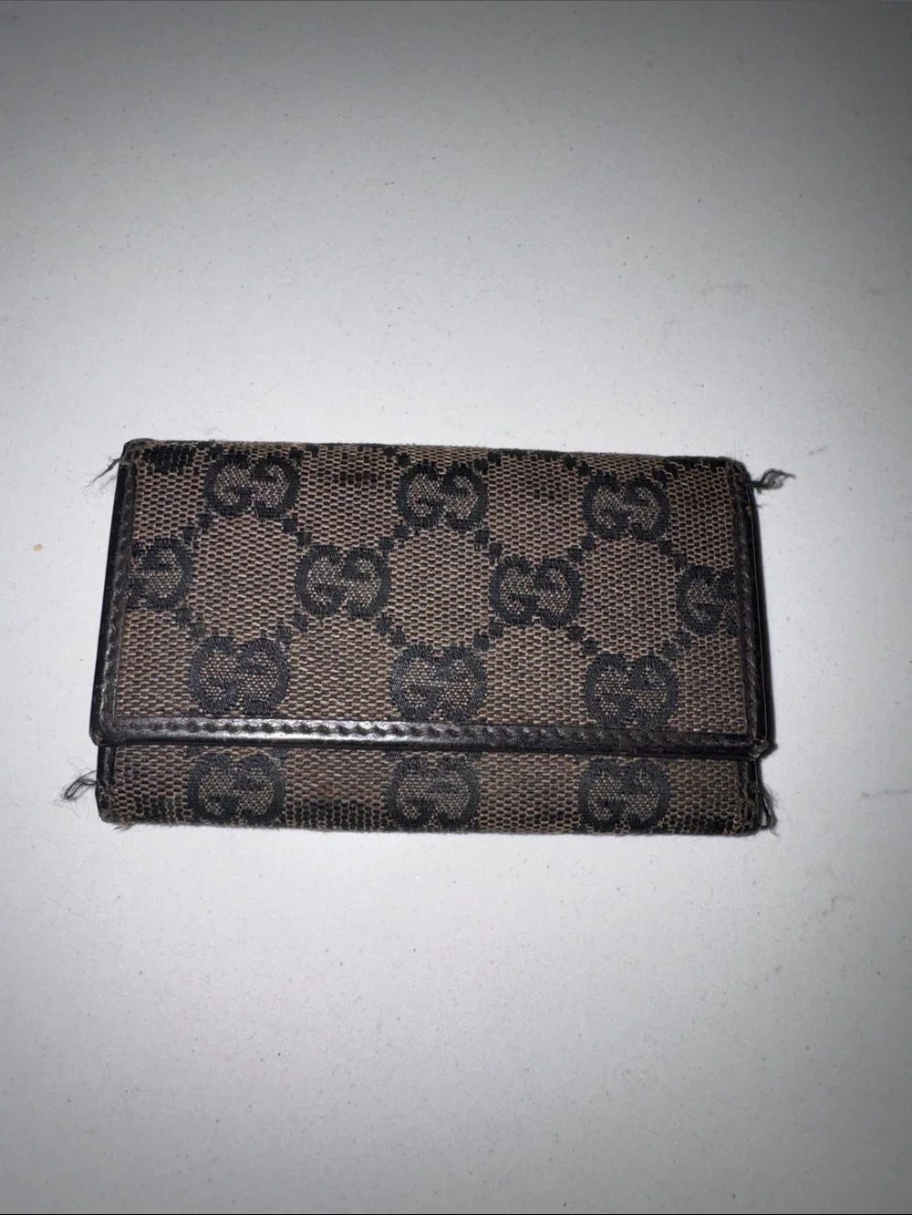 Gucci Brown/Black GG Canvas Fold Key Wallet